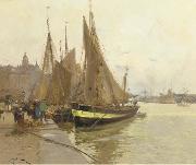 A bustling quayside Eugene Galien-Laloue